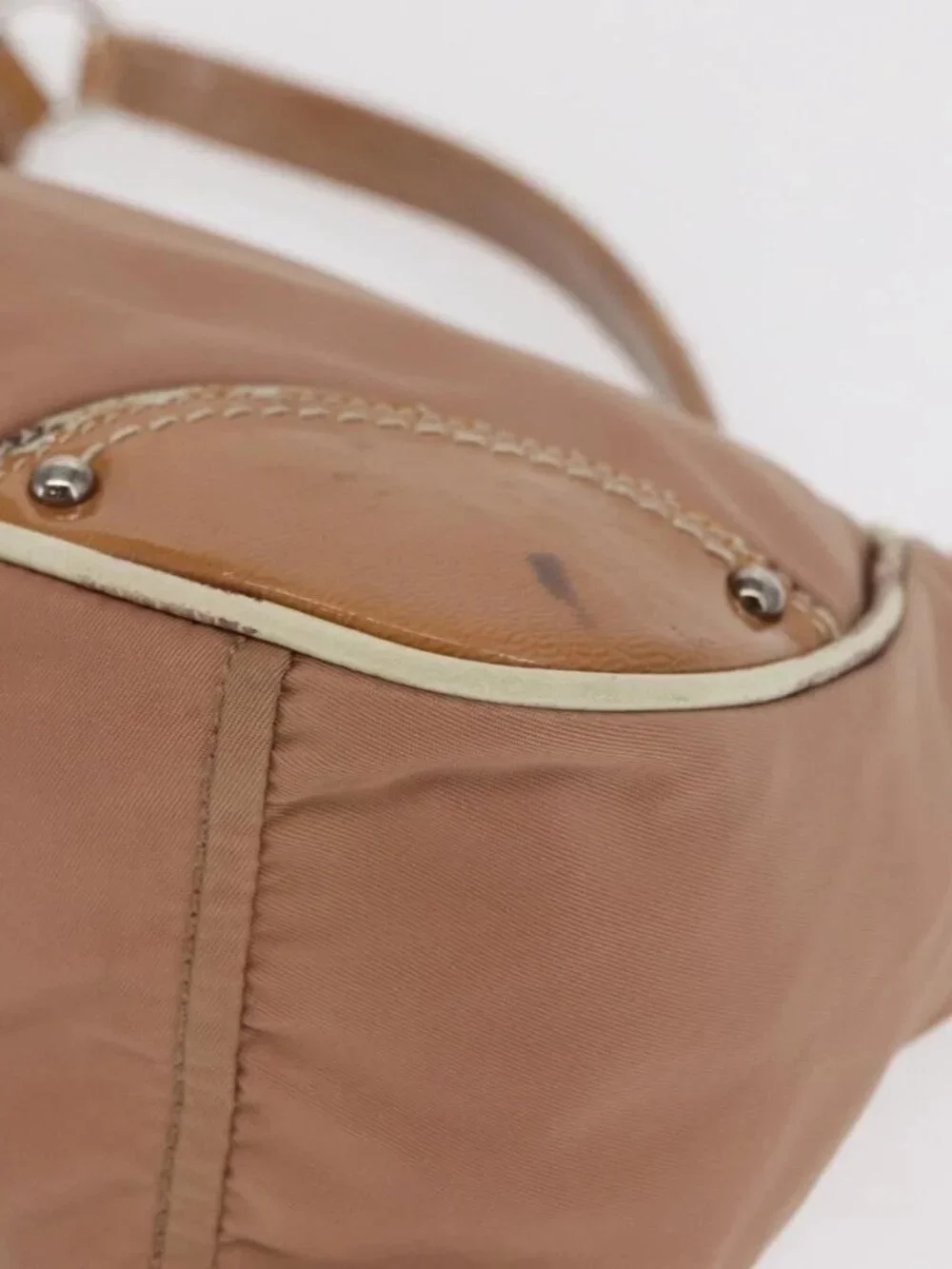 PRADA Shoulder Bag Nylon Beige Silver Auth 169041 - Picture 4 of 16